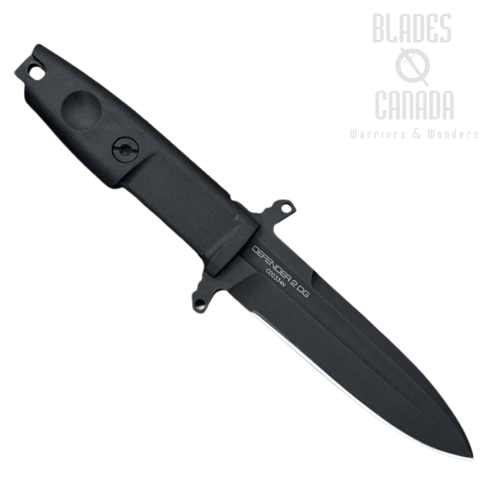 Extrema Ratio DEFENDER 2 DG Fixed Blade Knife, N690 Black, Black Handle